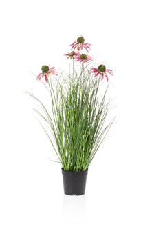 Emrald Kunstplant Rudbeckia Gras in pot paars 60cm