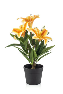 Emerald Kunstplant Lelie in pot geel 33cm